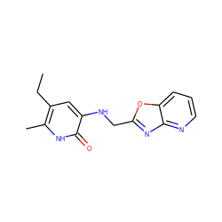 CCc1cc(NCc2nc3ncccc3o2)c(=O)[nH]c1C ZINC000005847553