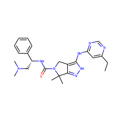 CCc1cc(Nc2[nH]nc3c2CN(C(=O)N[C@H](CN(C)C)c2ccccc2)C3(C)C)ncn1 ZINC000038226446