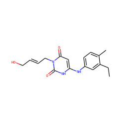 CCc1cc(Nc2cc(=O)n(C/C=C/CO)c(=O)[nH]2)ccc1C ZINC000013674931