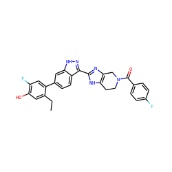 CCc1cc(O)c(F)cc1-c1ccc2c(-c3nc4c([nH]3)CCN(C(=O)c3ccc(F)cc3)C4)n[nH]c2c1 ZINC000146097185