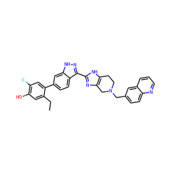 CCc1cc(O)c(F)cc1-c1ccc2c(-c3nc4c([nH]3)CCN(Cc3ccc5ncccc5c3)C4)n[nH]c2c1 ZINC000146089409