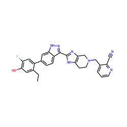 CCc1cc(O)c(F)cc1-c1ccc2c(-c3nc4c([nH]3)CCN(Cc3cccnc3C#N)C4)n[nH]c2c1 ZINC000146249816