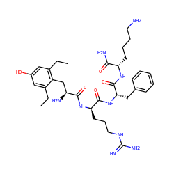 CCc1cc(O)cc(CC)c1C[C@H](N)C(=O)N[C@H](CCCNC(=N)N)C(=O)N[C@@H](Cc1ccccc1)C(=O)N[C@@H](CCCCN)C(N)=O ZINC000653882875