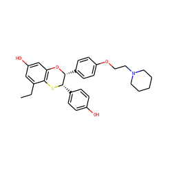 CCc1cc(O)cc2c1S[C@@H](c1ccc(O)cc1)[C@@H](c1ccc(OCCN3CCCCC3)cc1)O2 ZINC000026656657