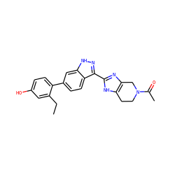 CCc1cc(O)ccc1-c1ccc2c(-c3nc4c([nH]3)CCN(C(C)=O)C4)n[nH]c2c1 ZINC001772572357