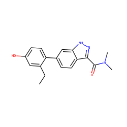 CCc1cc(O)ccc1-c1ccc2c(C(=O)N(C)C)n[nH]c2c1 ZINC001772632953