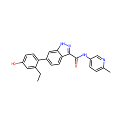 CCc1cc(O)ccc1-c1ccc2c(C(=O)Nc3ccc(C)nc3)n[nH]c2c1 ZINC000584905357