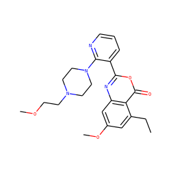 CCc1cc(OC)cc2nc(-c3cccnc3N3CCN(CCOC)CC3)oc(=O)c12 ZINC000043023540