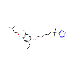 CCc1cc(OCCC(C)C)c(O)cc1OCCCCCC(C)(C)c1nnn[nH]1 ZINC000029405210