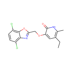 CCc1cc(OCc2nc3c(Cl)ccc(Cl)c3o2)c(=O)[nH]c1C ZINC000005887496
