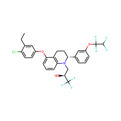 CCc1cc(Oc2cccc3c2CC[C@H](c2cccc(OC(F)(F)C(F)F)c2)N3C[C@H](O)C(F)(F)F)ccc1Cl ZINC000049867403