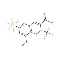 CCc1cc(S(F)(F)(F)(F)F)cc2c1O[C@@H](C(F)(F)F)C(C(=O)O)=C2 ZINC001772626637