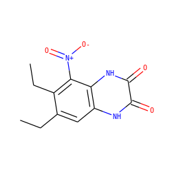 CCc1cc2[nH]c(=O)c(=O)[nH]c2c([N+](=O)[O-])c1CC ZINC000013761194