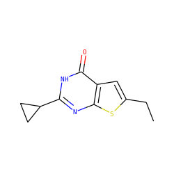 CCc1cc2c(=O)[nH]c(C3CC3)nc2s1 ZINC000048860610
