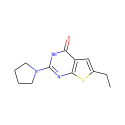 CCc1cc2c(=O)[nH]c(N3CCCC3)nc2s1 ZINC000008684338