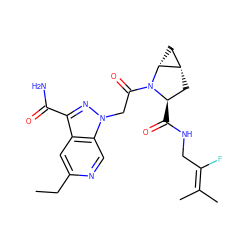 CCc1cc2c(C(N)=O)nn(CC(=O)N3[C@H](C(=O)NCC(F)=C(C)C)C[C@H]4C[C@H]43)c2cn1 ZINC000206558972