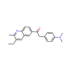 CCc1cc2cc(C(=O)Cc3ccc(N(C)C)cc3)ccc2nc1C ZINC000013613099