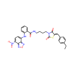 CCc1ccc(/C=C2\SC(=O)N(CCCCNC(=O)c3ccccc3Nc3ccc([N+](=O)[O-])c4nonc34)C2=O)cc1 ZINC000068244654