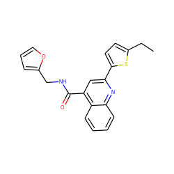 CCc1ccc(-c2cc(C(=O)NCc3ccco3)c3ccccc3n2)s1 ZINC000001073870