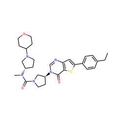 CCc1ccc(-c2cc3ncn([C@H]4CCN(C(=O)N(C)[C@H]5CCN(C6CCOCC6)C5)C4)c(=O)c3s2)cc1 ZINC000028818555
