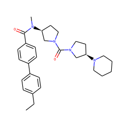 CCc1ccc(-c2ccc(C(=O)N(C)[C@H]3CCN(C(=O)N4CC[C@@H](N5CCCCC5)C4)C3)cc2)cc1 ZINC000034892306
