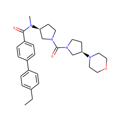 CCc1ccc(-c2ccc(C(=O)N(C)[C@H]3CCN(C(=O)N4CC[C@@H](N5CCOCC5)C4)C3)cc2)cc1 ZINC000036351804