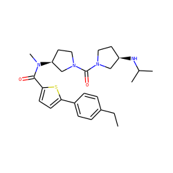 CCc1ccc(-c2ccc(C(=O)N(C)[C@H]3CCN(C(=O)N4CC[C@@H](NC(C)C)C4)C3)s2)cc1 ZINC000036151847
