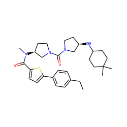 CCc1ccc(-c2ccc(C(=O)N(C)[C@H]3CCN(C(=O)N4CC[C@@H](NC5CCC(C)(C)CC5)C4)C3)s2)cc1 ZINC000036151860