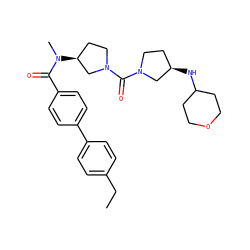 CCc1ccc(-c2ccc(C(=O)N(C)[C@H]3CCN(C(=O)N4CC[C@@H](NC5CCOCC5)C4)C3)cc2)cc1 ZINC000036351826