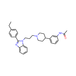 CCc1ccc(-c2nc3ccccc3n2CCCN2CCC(c3cccc(NC(C)=O)c3)CC2)cc1 ZINC000071319248