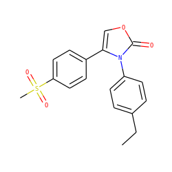 CCc1ccc(-n2c(-c3ccc(S(C)(=O)=O)cc3)coc2=O)cc1 ZINC000013803951