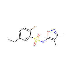 CCc1ccc(Br)c(S(=O)(=O)Nc2onc(C)c2C)c1 ZINC000026469908
