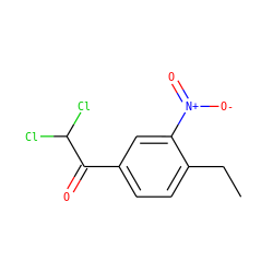 CCc1ccc(C(=O)C(Cl)Cl)cc1[N+](=O)[O-] ZINC000106111628