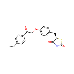 CCc1ccc(C(=O)COc2ccc(C[C@H]3SC(=O)NC3=O)cc2)cc1 ZINC000218248371