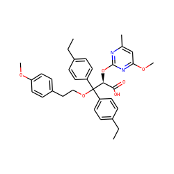 CCc1ccc(C(OCCc2ccc(OC)cc2)(c2ccc(CC)cc2)[C@@H](Oc2nc(C)cc(OC)n2)C(=O)O)cc1 ZINC000026821546