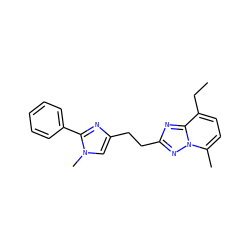 CCc1ccc(C)n2nc(CCc3cn(C)c(-c4ccccc4)n3)nc12 ZINC000117876590