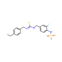 CCc1ccc(C/N=C(\S)NCc2ccc(NS(C)(=O)=O)c(F)c2)cc1 ZINC000013672905