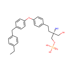 CCc1ccc(Cc2ccc(Oc3ccc(CC[C@@](N)(CO)COP(=O)(O)O)cc3)cc2)cc1 ZINC000103297371