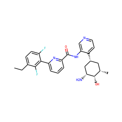 CCc1ccc(F)c(-c2cccc(C(=O)Nc3cnccc3[C@@H]3C[C@H](C)[C@H](O)[C@H](N)C3)n2)c1F ZINC000140545185