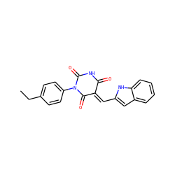 CCc1ccc(N2C(=O)NC(=O)/C(=C\c3cc4ccccc4[nH]3)C2=O)cc1 ZINC000001029154