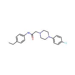 CCc1ccc(NC(=O)CN2CCN(c3ccc(F)cc3)CC2)cc1 ZINC000052537764