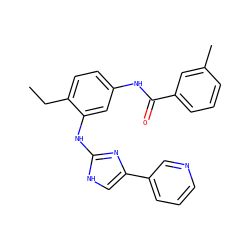 CCc1ccc(NC(=O)c2cccc(C)c2)cc1Nc1nc(-c2cccnc2)c[nH]1 ZINC000040899614