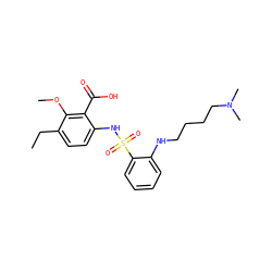 CCc1ccc(NS(=O)(=O)c2ccccc2NCCCCN(C)C)c(C(=O)O)c1OC ZINC000014965115