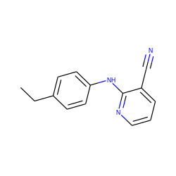 CCc1ccc(Nc2ncccc2C#N)cc1 ZINC000000387643