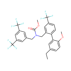 CCc1ccc(OC)c(-c2ccc(C(F)(F)F)cc2CN(Cc2cc(C(F)(F)F)cc(C(F)(F)F)c2)C(=O)OC)c1 ZINC000064559144