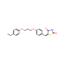 CCc1ccc(OCCCOc2ccc(/C=C3/SC(=O)NC3=O)cc2)cc1 ZINC000002878612
