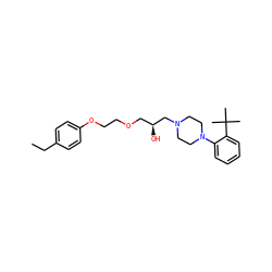 CCc1ccc(OCCOC[C@H](O)CN2CCN(c3ccccc3C(C)(C)C)CC2)cc1 ZINC000103254502