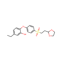 CCc1ccc(Oc2ccc(S(=O)(=O)CCC3OCCO3)cc2)c(O)c1 ZINC000095573947