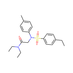 CCc1ccc(S(=O)(=O)N(CC(=O)N(CC)CC)c2ccc(C)cc2)cc1 ZINC000038937359