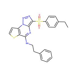 CCc1ccc(S(=O)(=O)c2nnn3c2nc(NCCc2ccccc2)c2sccc23)cc1 ZINC000008589389